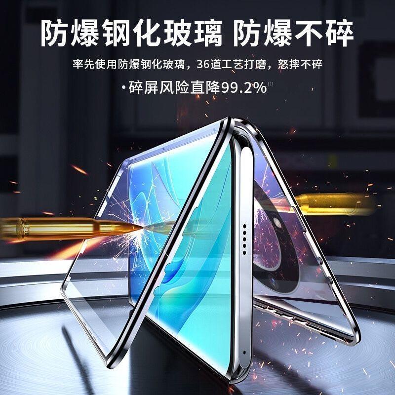 Металлическая рама 360 Полная защита Чехол Для POCO F8 Ultra Redmi K90ProMax Магнитное притяжение Двустороннее закаленное стекло Чехол