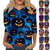 Women's Fashion Casual Three-quarter Sleeve Halloween Printed Round Neck Top