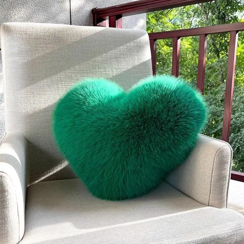 Подушка Love Plush Throw, простая, бытовая, креативная, имитация меха лисы, легкая, роскошная, имитация меха, диванная подушка, поясничная подушка для девочки