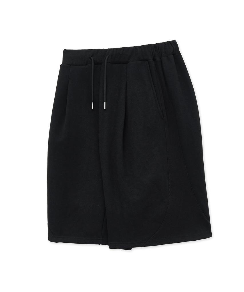 WEST GRAND BOULEVARD Широкие шорты-худи с изогнутым кроем, одна пуговица, черные