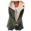 Winter Solid Color Plush Lapel Mid Length Solid Color Women's Long Sleeved Jacket