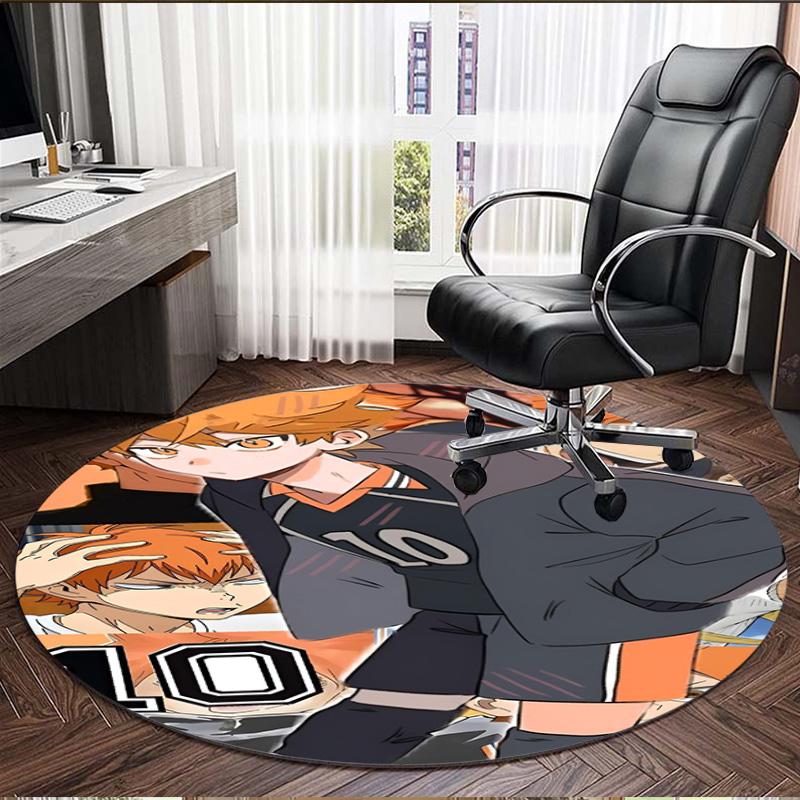 Haikyu Print Round Rug, Washable Floor Carpet, For Entryway Dorm Laundry Room Office Study, Home Decor Birthday Christmas Gift