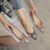 Women's Rhinestone Ballet Flats Pointed Toe Pearl Diamond Low Heel Dress Wedding Party Flats for Women Work Business Flat Shoes Casual Walking Shoes