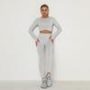 Women Seamless Yoga Suit Sweat Absorbing Hip Lifting High Waist Fitness Pants Tight Long Sleeve Sports Suit
