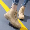 Leather Desert Boots Round Head Women'S Boots Waterproof Frosted Short Boots British Men'S Boots Vintage Tooling Boots Tide Outdoor Martin Boots