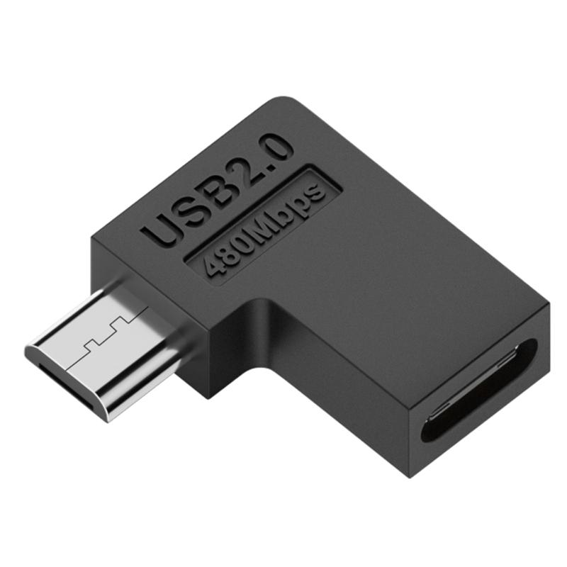 Адаптер Micro USB 90 градусов под прямым углом штекер на разъем Type C для ноутбука ПК USB-зарядных устройств удлинитель-конвертер
