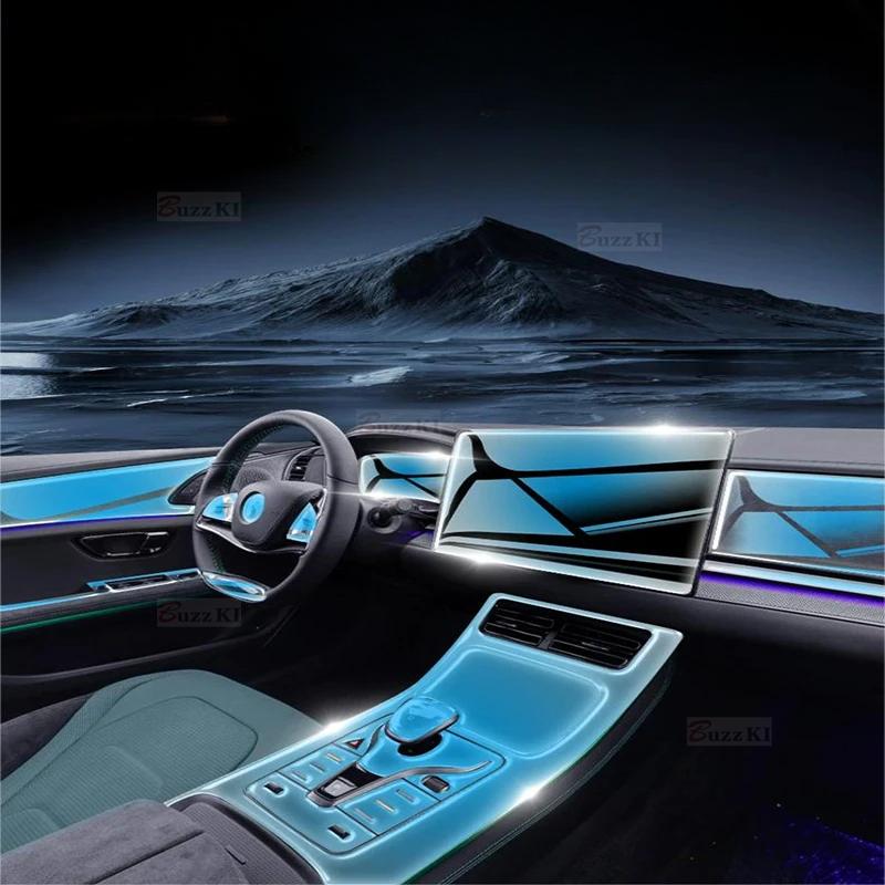 For BYD Han EV DMi   TPU Transparent Protective Film Interior Sticker Center Console Navigator Gear Door Car Accessories