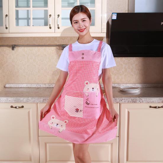Кухонный фартук Мультяшный медведь Полиэстер Без рукавов Водонепроницаемый Маслостойкий Кухонный помощник для дома Ресторана Кафе