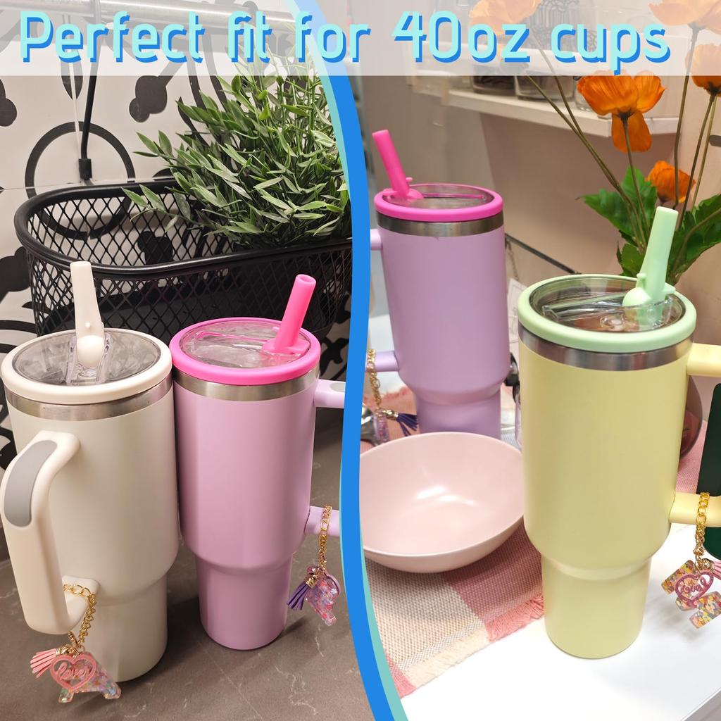 40 Oz Replaceable Tumbler Flip Straw Lid for Stanley Cup,Reusable Tumbler Cover, Spill Proof Splash Resistant Tumbler Lids