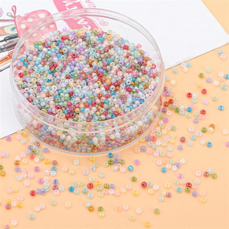 Cream Cloud Fantasy Rice Beads: 2/3/4mm Round Glass Beads for Handmade DIY Bracelets & Necklaces.