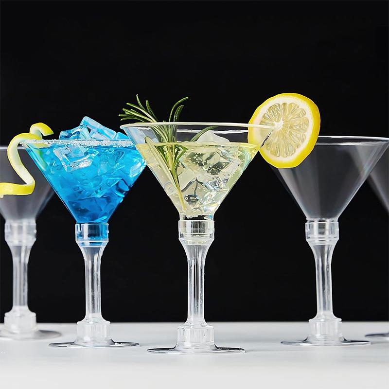 5Pcs/12Pcs Tall Mousse Glasses Transparent Martini Glasses Summer Margarita Glasses Cocktail Plastic Wine Glasses