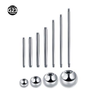 Украшения для пирсинга из титанового сплава G23: Внешняя резьба. Прямые серьги-гвоздики для губ, языка, бровей, ушей.