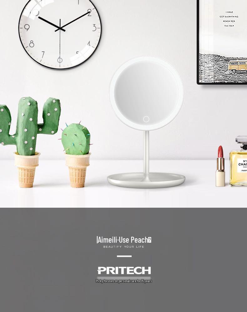 Умное светодиодное зеркало для макияжа с сенсорным управлением, вращающейся конструкцией и регулируемой яркостью