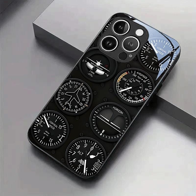 Закаленное стекло с рисунком авиационных приборов для чехла телефона iPhone 17 Pro Max 11 12 13 14 15 16 Pro 17 Air 7 8 Plus XS X XR