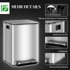 40L Dual Compartment Stainless Steel Bin, with Deodoriser Holders - Silver Tone