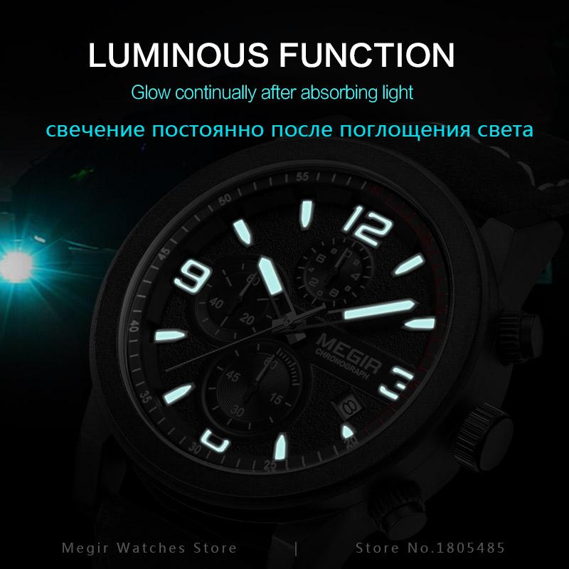 Повседневные спортивные часы-хронограф с кожаным ремешком, кварцевые наручные часы, водонепроницаемые, календарь, мужские деловые часы