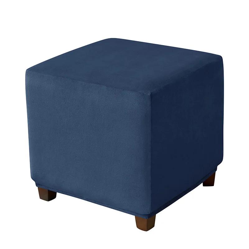 Elastic Square Ottoman Cover Stretch Velvet Footstool Covers Living Room Bedroom Footrest Stool Covers Furniture Protector