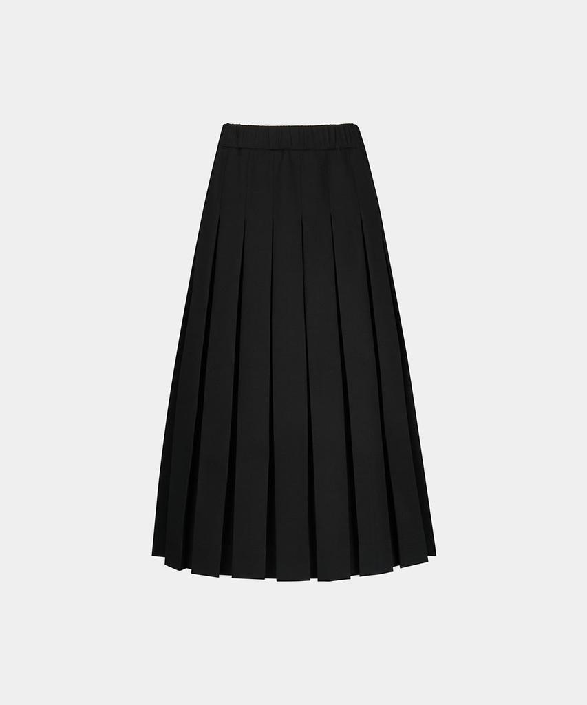 Noiseu W Pleated Midi Skirt - Black