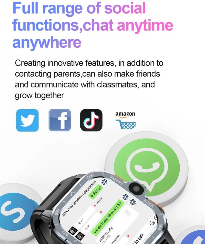 Android WhatsApp Смарт 5G Видео Голосовой SOS Вызов Камера Часы GPS Google NFC WIFI Отслеживание Локация SIM-карта Телефон Смарт-часы Google Play 8 ГБ + 64 ГБ