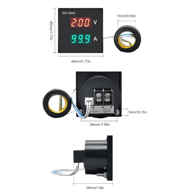 TOMZN Digital Meter Voltage Current Frequency Power Display High Precision Small Size AC40-300V 2 Times/sec 30000W 45-65Hz LED