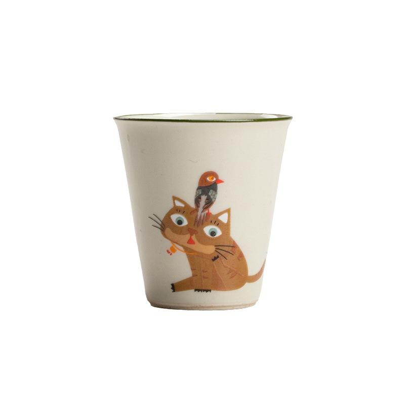 Керамические мини-чашки для эспрессо 45 мл, мультяшные милые кошачьи кружки для эспрессо, фарфоровые кофейные кружки, чашки демитас, чайные чашки, ручная работа