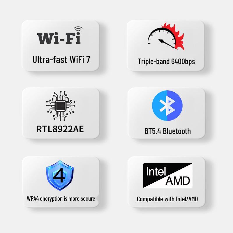 Двухдиапазонная беспроводная сетевая карта RTL8922 с PCIe и Bluetooth 5.4, 2.4G/5G/6G, WIFI7 приемник для настольных ПК