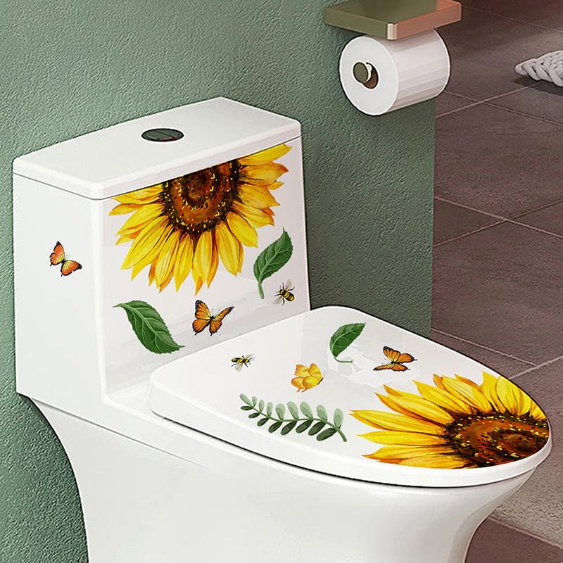 Sunflower Wall Sticker Bathroom Toilet Decor Living Room Cabinet Home Decoration