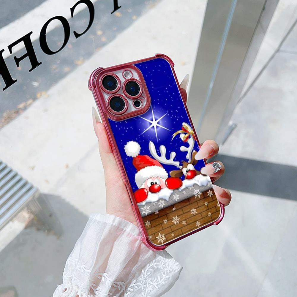 Чехлы для телефонов Ae111 Merry Christmas design с гальваническим покрытием из ТПУ для Xiaomi 11 Lite 5G Redmi Note 13 11 Pro 12C 9S 14C Huawei с защитой на четыре угла