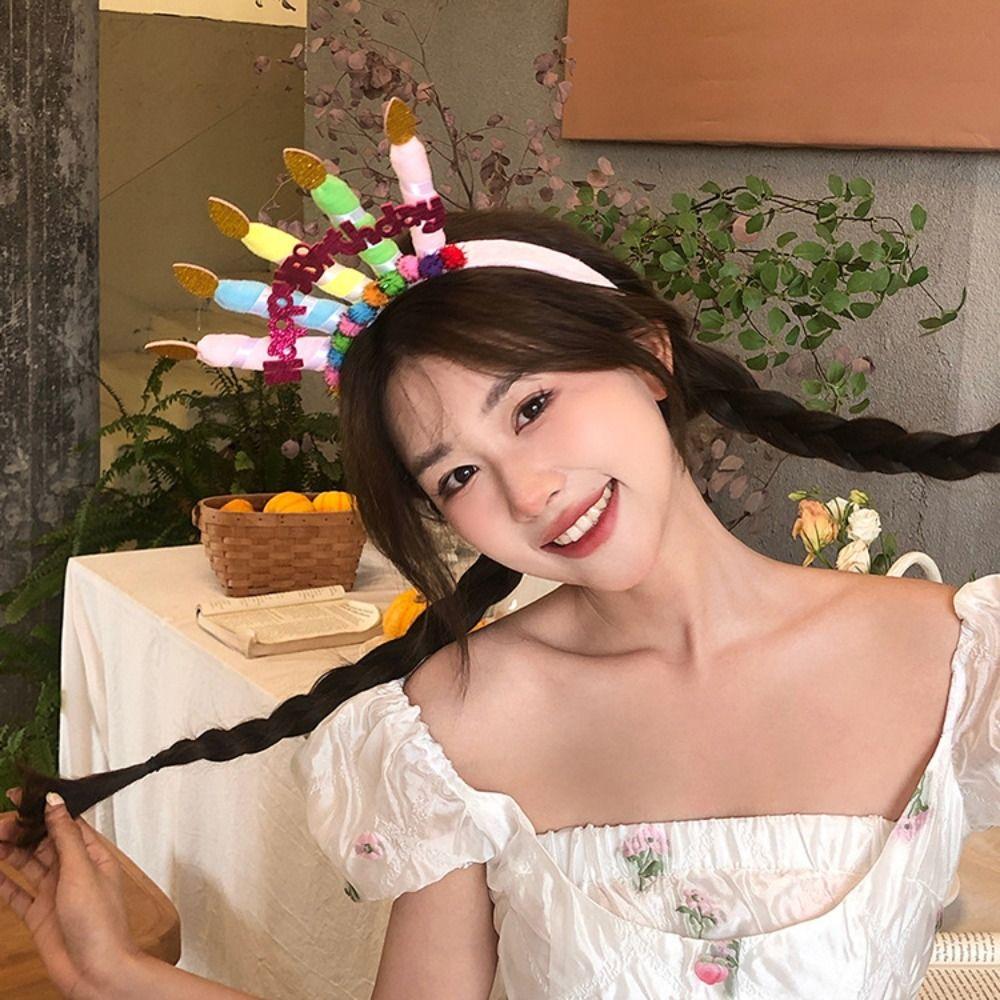 Свеча Корейский Стиль Повязка на Голову С Днем Рождения Женщины Обруч для Волос Креативная Повязка для Волос на День Рождения Головной Убор