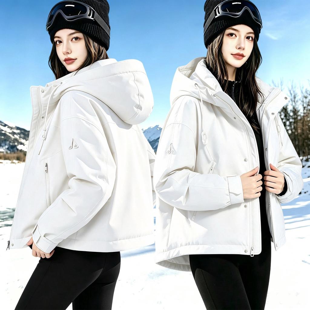 Source factory supply drawstring hooded tooling cotton clothes women's short outdoor windproof thickened women's jackets