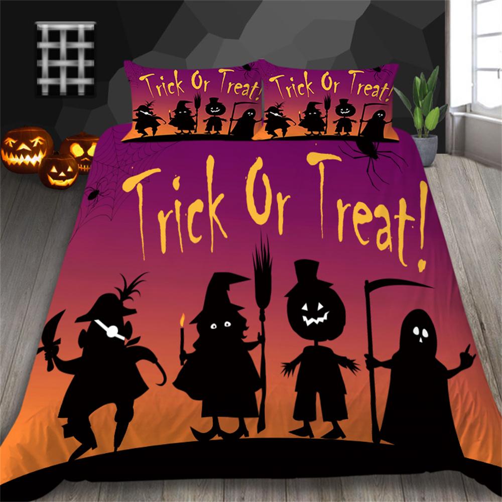 Комплект пододеяльников для Хэллоуина, домашнее постельное белье с 3D принтом для детей и взрослых с наволочкой, постельное белье королевского размера, мягкий комплект постельного белья