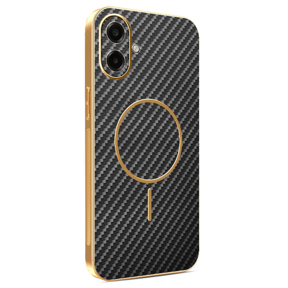 For Samsung Galaxy A07 4G Phone Case Carbon Fiber Textured Electroplated TPU Back Cover