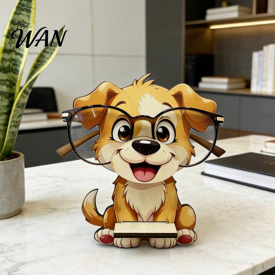 Desktop Glasses Holder Cute Animal Holder, Wooden Cat Dog Panda Fox Eyeglasses Ornament Cartoon Eyeglass Stand Gift for Kids