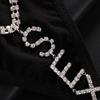 Fashion SEXY Letter Thong Panties Body Jewelry for Women Bling Rhinestone Waist Chain Thong G String Bikini Swimsuit
