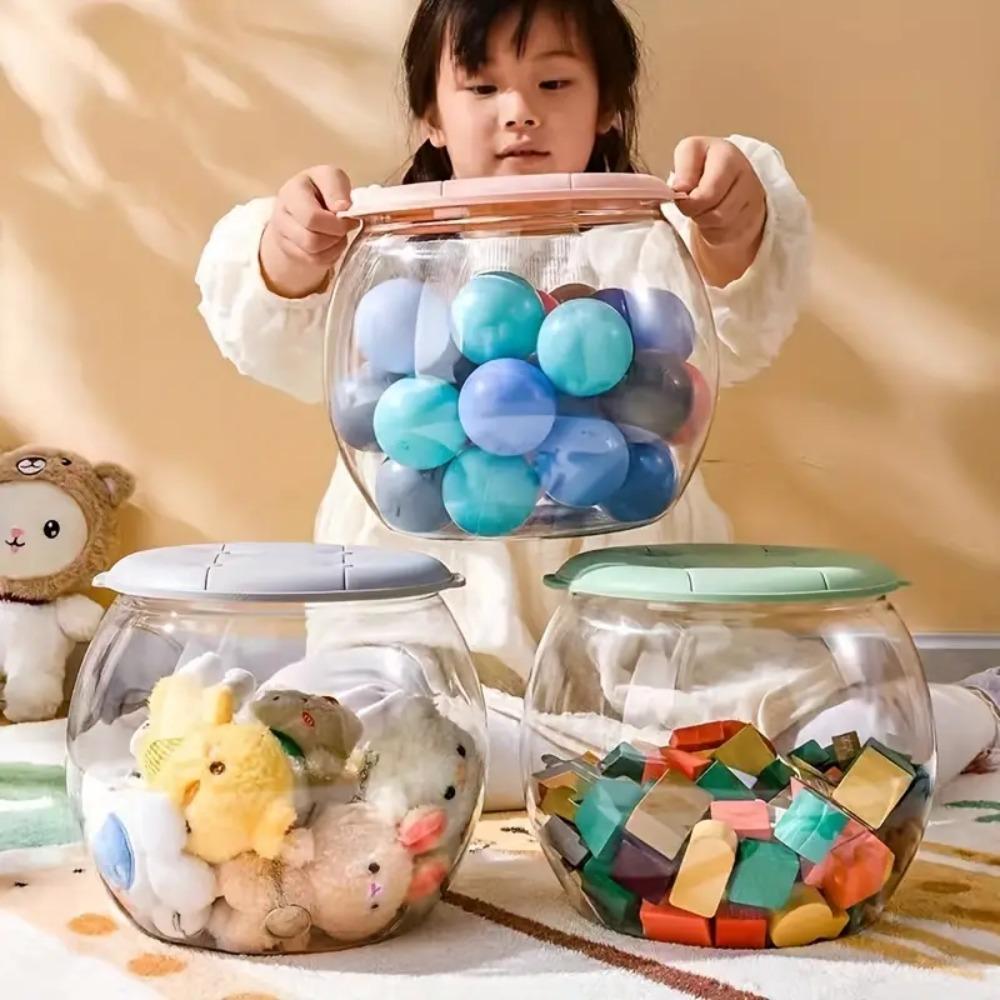 Portable Storage Box Stool Transparent Children Storage Bench Plastic Round Stool Living Room