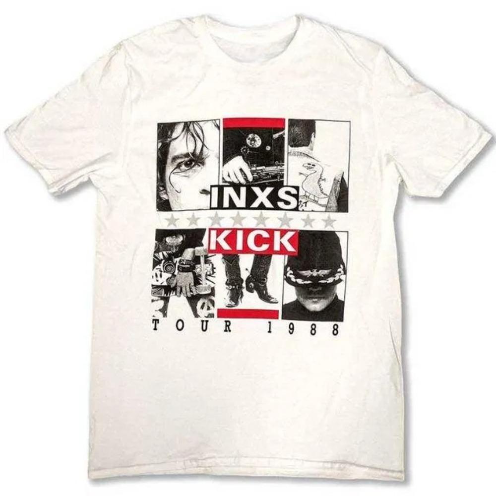 INXS KICK Tour Футболка группы Мужская и женская одинаковая футболка с круглым вырезом из чистого хлопка