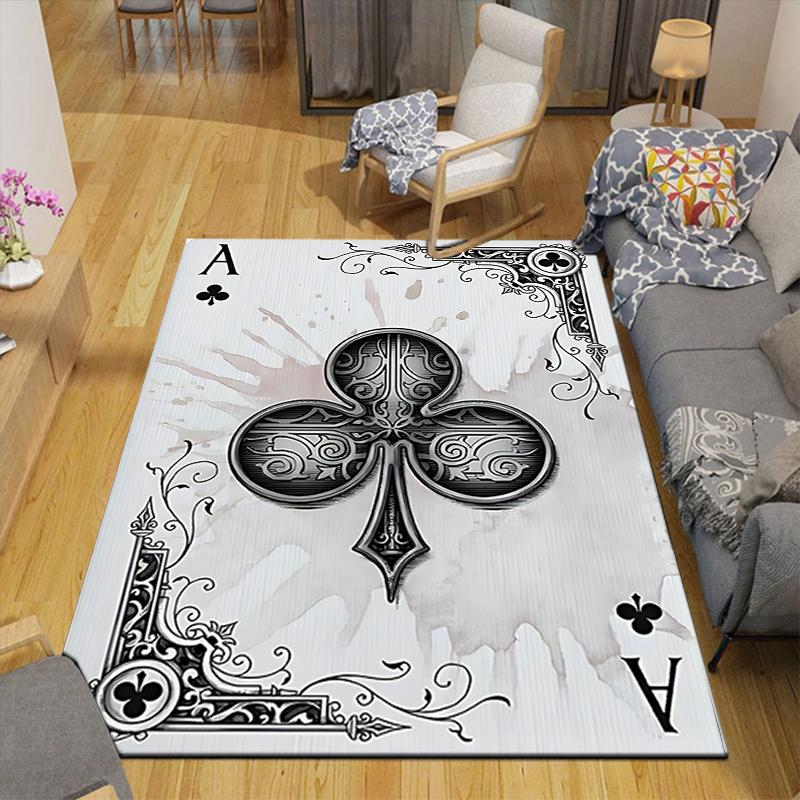 1Pc Ace Clubs Art Rug, Office Carpet Indoor Outdoor Doormat, Non-Slip, Comfortable, Living, Christmas Halloween, Xmas Gift G1222