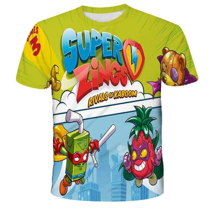 Одежда с героями мультфильмов Super Zings, футболка для детей, уличная одежда с короткими рукавами, детская футболка Superzings, детская одежда, топы