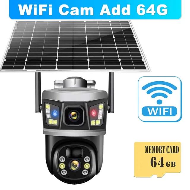 12MP 6K WiFi Solar Outdoor Wireless Lens Dual Screen PTZ Security Camera Auto Tracking Smart CCTV Video Surveillance