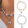 Pack Of 3 Faux Pearls Choker Necklaces with Heart Pendant Multi Layered Neckchain Adjustable Clavicle Chain for Women