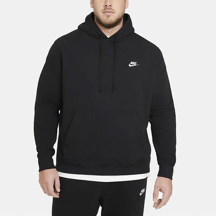 Nike Спортивная толстовка Club Fleece с начесом, утепленная, с капюшоном, на флисовой подкладке, мужская, зимняя, черная BV2655-010