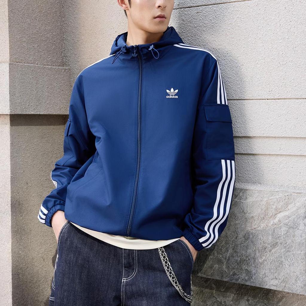 adidas Мужская классическая ветровка с капюшоном Originals Темно-синяя KV8850
