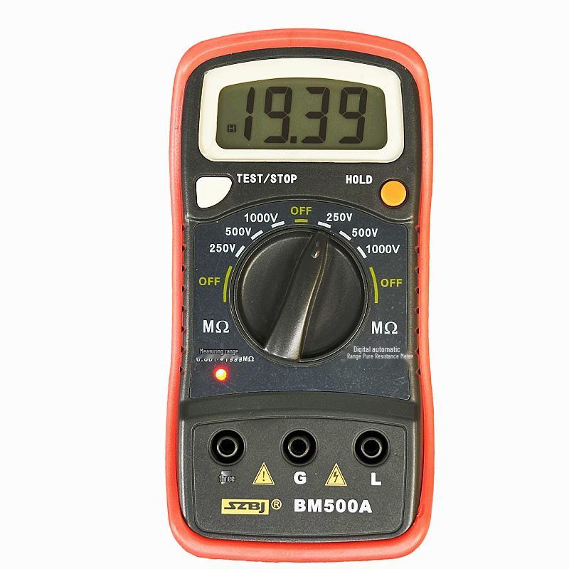 BM500A Digital Insulation Resistance Tester, 500V/1000V Portable Electronic Megohmmeter, English Version