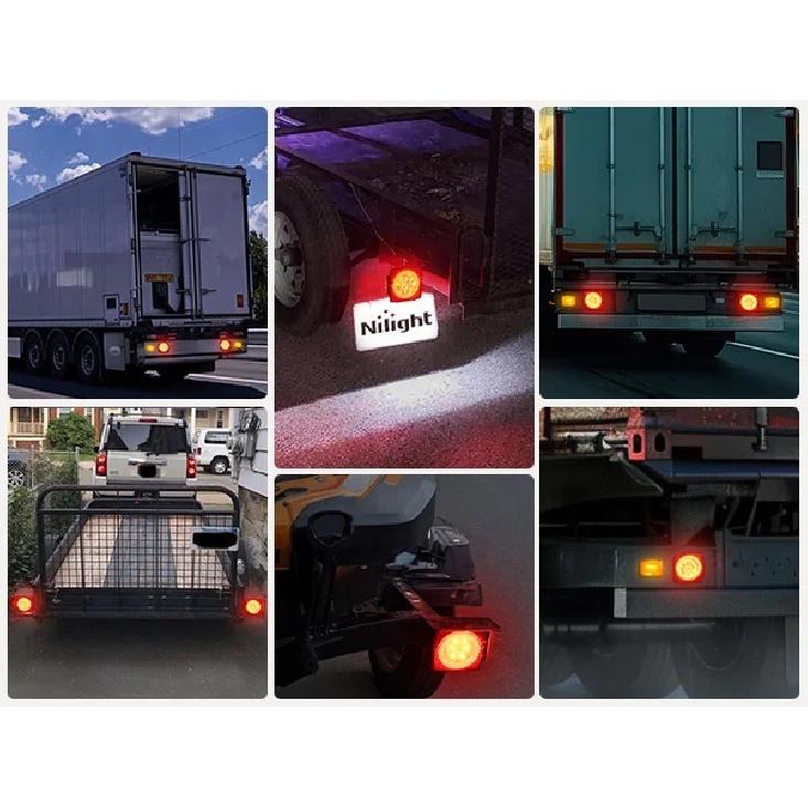 Nilight 2PCS Square LED Trailer Light Kit with Halo Glow Submersible LED Stop Turn Tail Side Marker Clearance License Light for 12V Trailer Boat