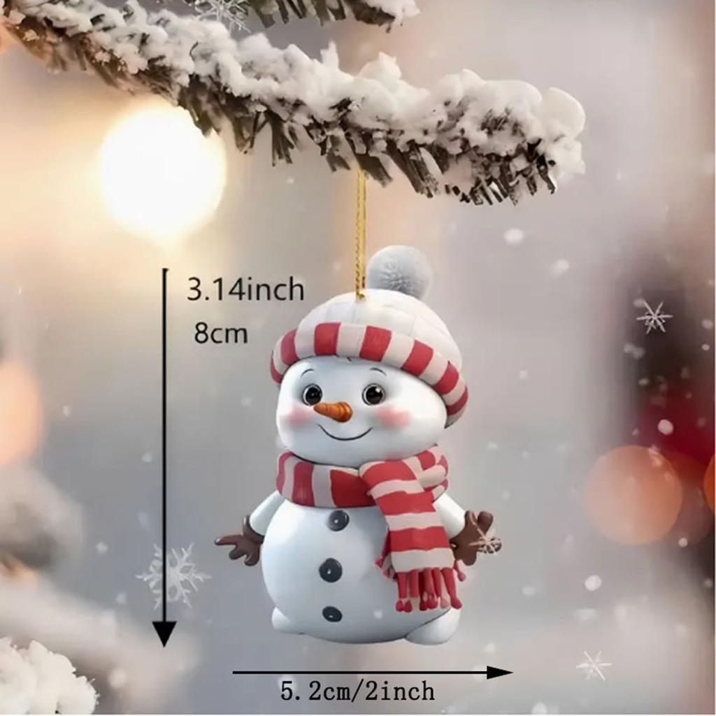 10pcs/5pcs Christmas Car Rearview Mirror Ornaments - Snowman Acrylic Hanging Decorations for Tree, For Christmas Decorations