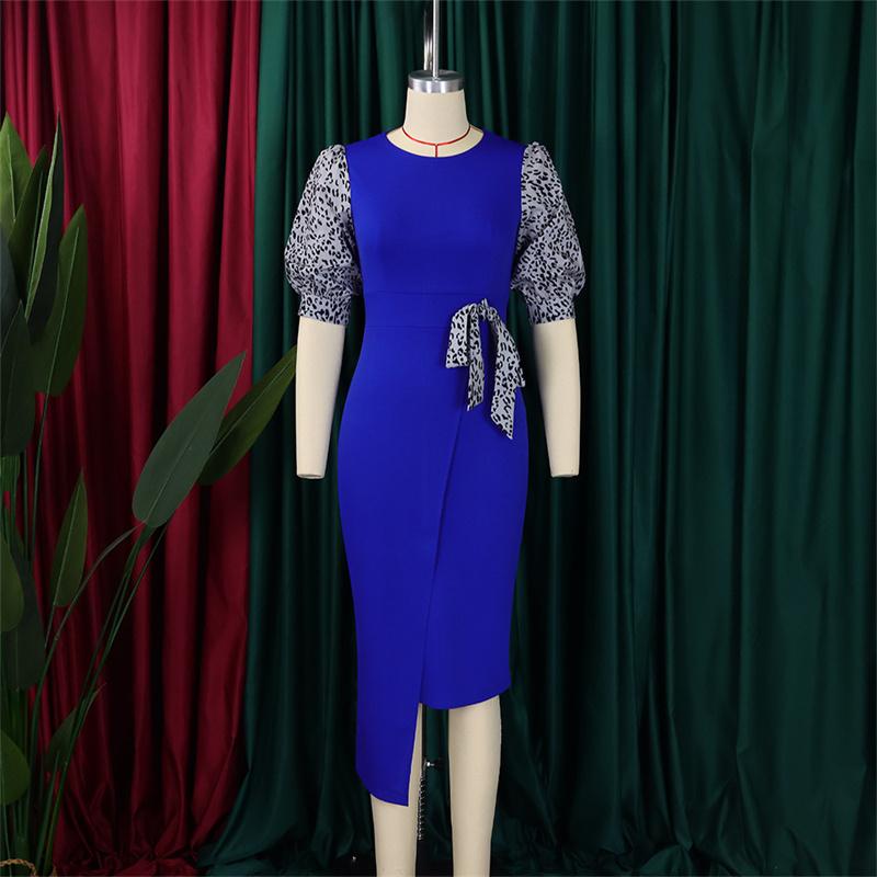 Одежда с разрезом, летнее женское платье-футляр, модное темпераментное лоскутное платье с принтом