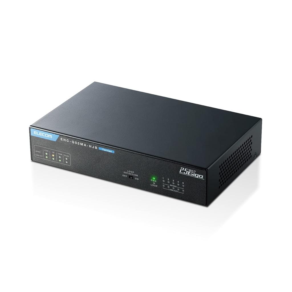 ELECOM Switching 5 Gig Metal Magnet External Power Supply Fanless Energy Compliant with EU RoHS Black Hub, Ports, 2.5 Compatible, Housing, Included,