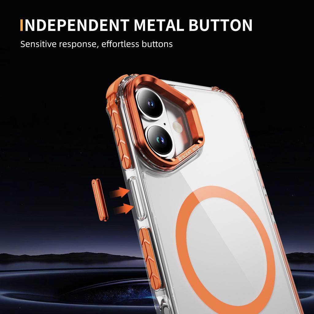 Прозрачный чехол для iPhone 17 с крышкой-подставкой для объектива, совместимый с MagSafe