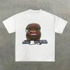 Мужская футболка оверсайз, Постиранная футболка с принтом куклы Dj Domo Kun, 100% хлопок, Повседневная футболка с принтом, Футболка с круглым вырезом, с коротким рукавом