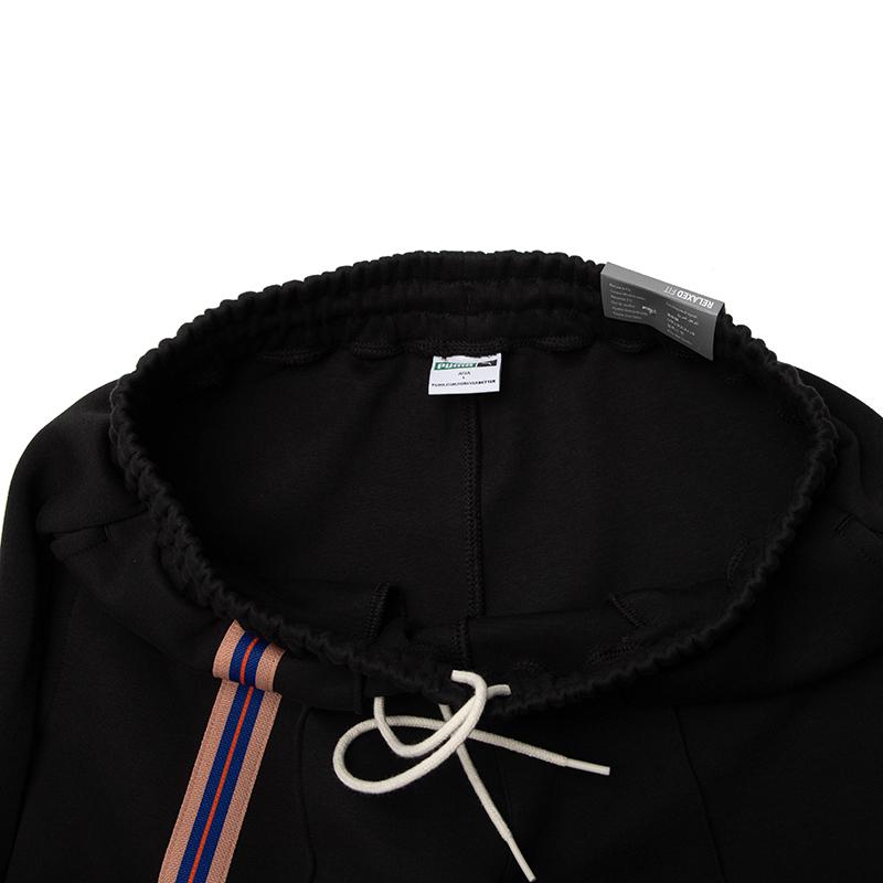 Puma Team Badge Straight-Leg Casual Sports Pants Men Bottoms Black 677376-01